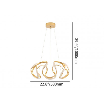 HMR - Rola LED Unique Geometric Chandelier with Hanging Pendant Light in Gold
