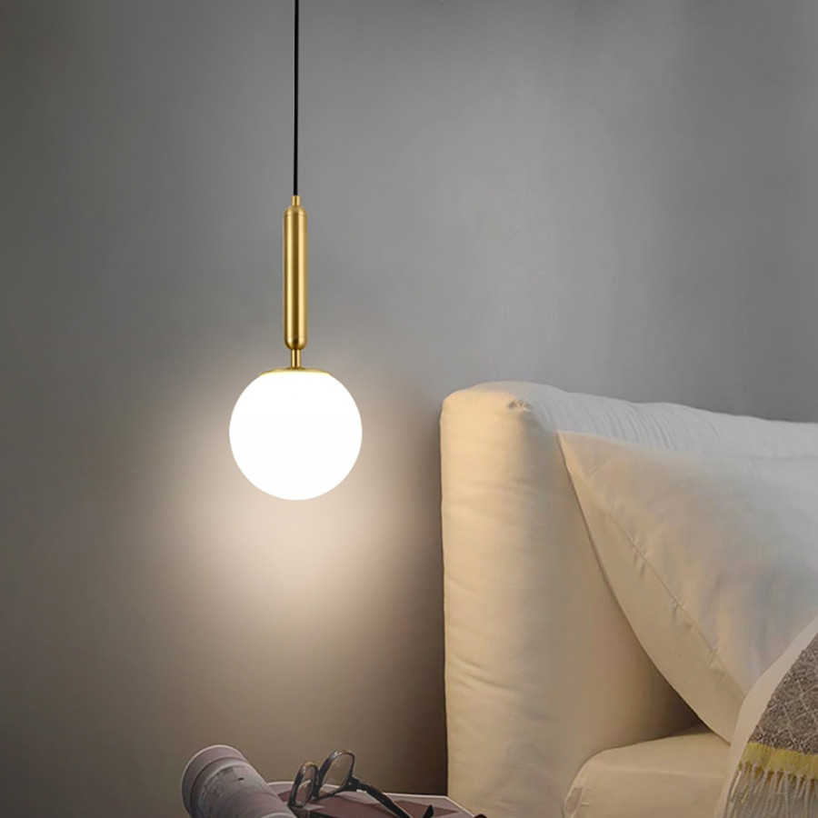 HMR - Modern LED Globe Single Pendant Light in White and Gold