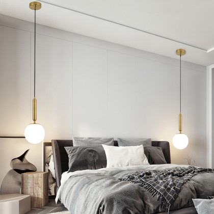 HMR - Modern LED Globe Single Pendant Light in White and Gold