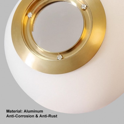 HMR - Modern LED Globe Single Pendant Light in White and Gold