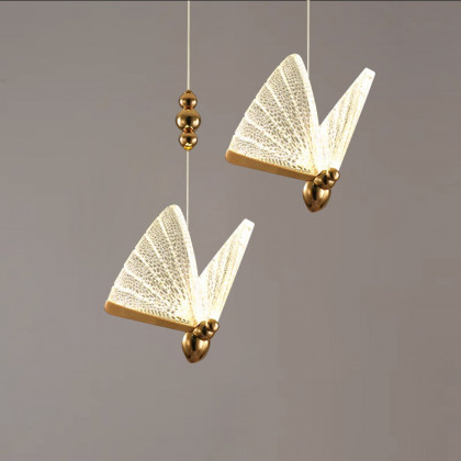 HMR - Butterfly LED Clear and Gold Pendant Light in Gold