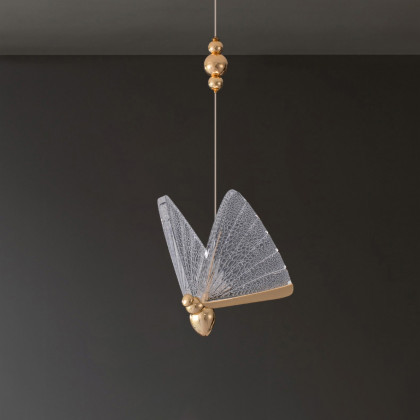 HMR - Butterfly LED Clear and Gold Pendant Light in Gold