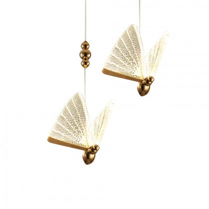 HMR - Butterfly LED Clear and Gold Pendant Light in Gold