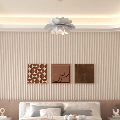 HMR - Acrylic Pendant Chandelier in Flower Shape in White