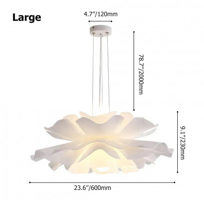 HMR - Acrylic Pendant Chandelier in Flower Shape in White