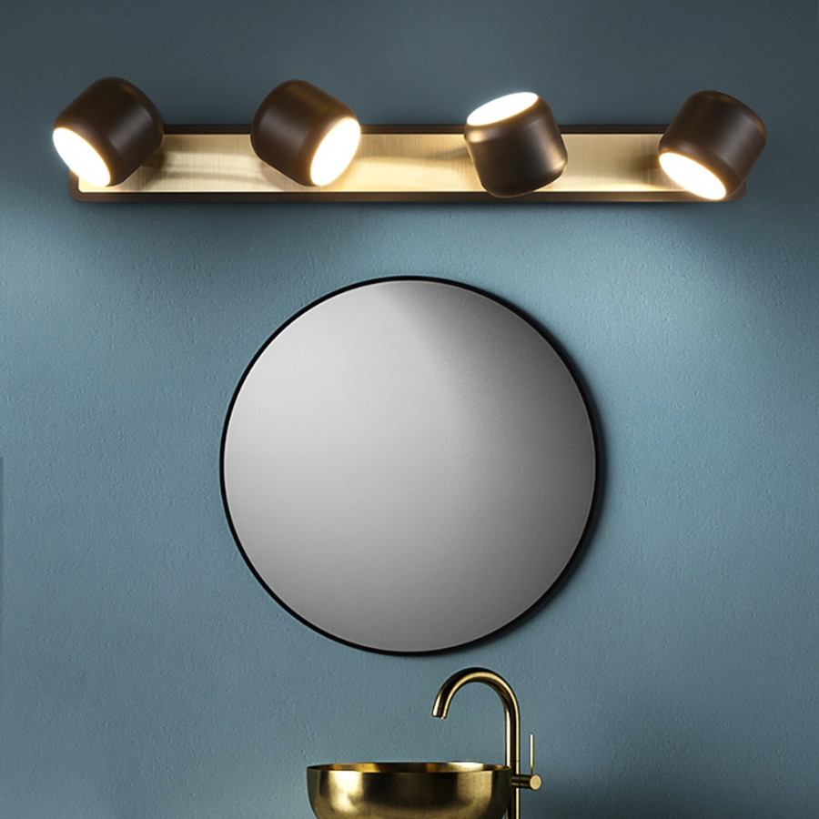 HMR - LED Adjustable Gold Bath Vanity Light 4-Light Indoor in Black