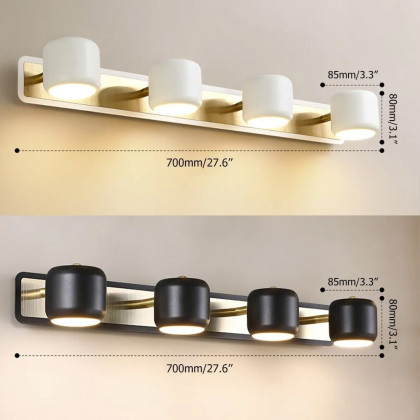 HMR - LED Adjustable Gold Bath Vanity Light 4-Light Indoor in Black