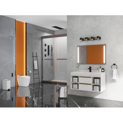 HMR - LED Adjustable Gold Bath Vanity Light 4-Light Indoor in Black