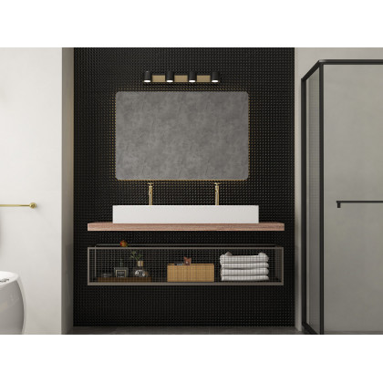 HMR - LED Adjustable Gold Bath Vanity Light 4-Light Indoor in Black