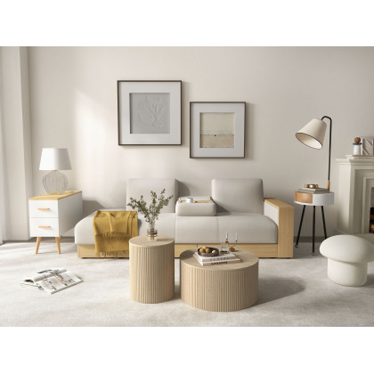 HMR - Arc LED End Table Tripod Floor Lamp Fabric Shade in White