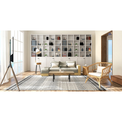 HMR - Arc LED End Table Tripod Floor Lamp Fabric Shade in White