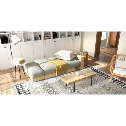 HMR - Arc LED End Table Tripod Floor Lamp Fabric Shade in White