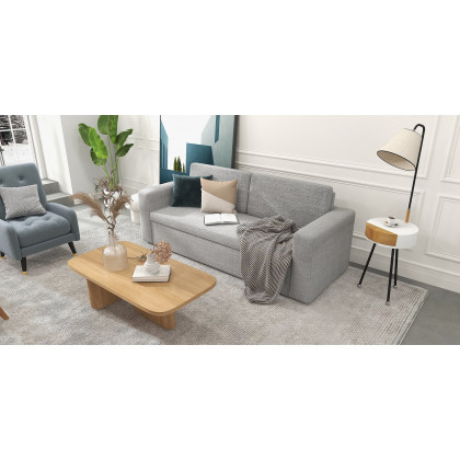 HMR - Arc LED End Table Tripod Floor Lamp Fabric Shade in White