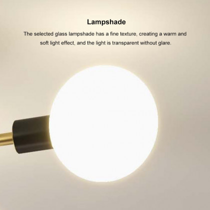 HMR - Globe Chandelier Flush Mount Light in 5-Light in Brass