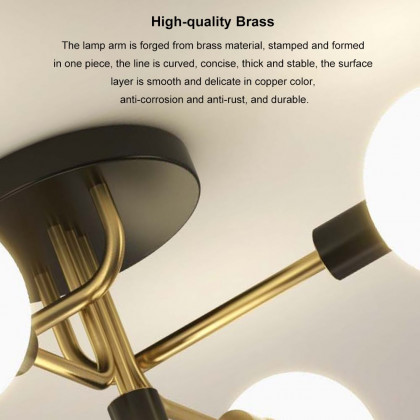 HMR - Globe Chandelier Flush Mount Light in 5-Light in Brass