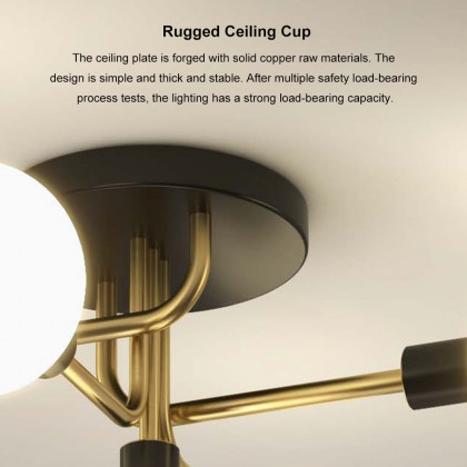 HMR - Globe Chandelier Flush Mount Light in 5-Light in Brass