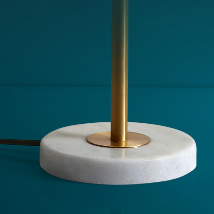 HMR - LED Globe Table Lamp 2 Light with Glass Shade and Marble Base in Gold and White