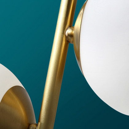 HMR - LED Globe Table Lamp 2 Light with Glass Shade and Marble Base in Gold and White