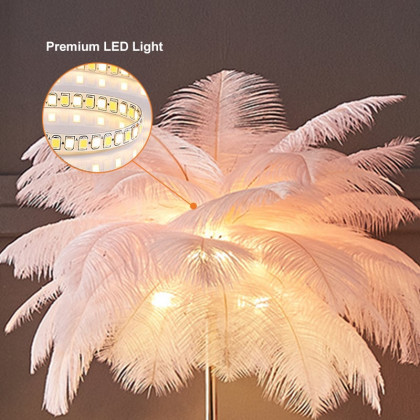 HMR - Loftus Art Deco Gold Portable Table Lamp with Feather & USB Charging