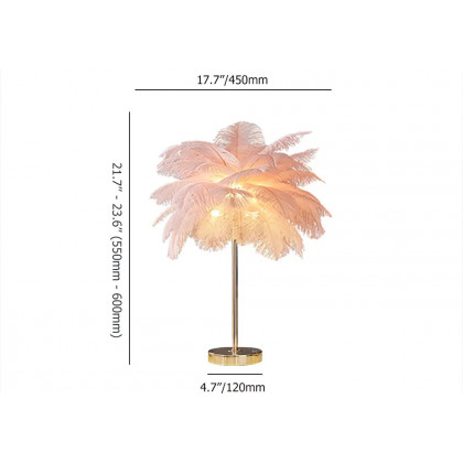 HMR - Loftus Art Deco Gold Portable Table Lamp with Feather & USB Charging