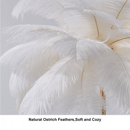 HMR Loftus Art Deco Gold Portable Table Lamp with Feather & USB Charging - White, Dimmable