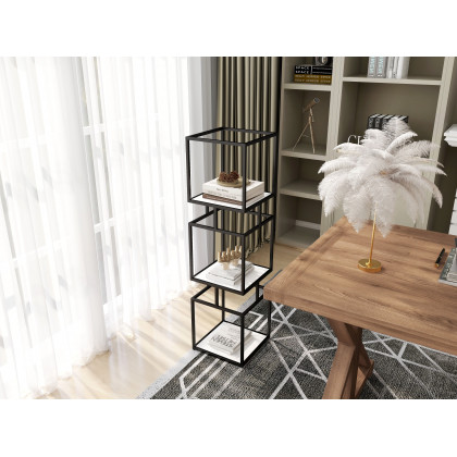 HMR Loftus Art Deco Gold Portable Table Lamp with Feather & USB Charging - White, No Dimmable