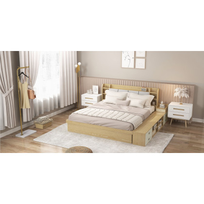 HMR Loftus Art Deco Gold Portable Table Lamp with Feather & USB Charging - White, No Dimmable