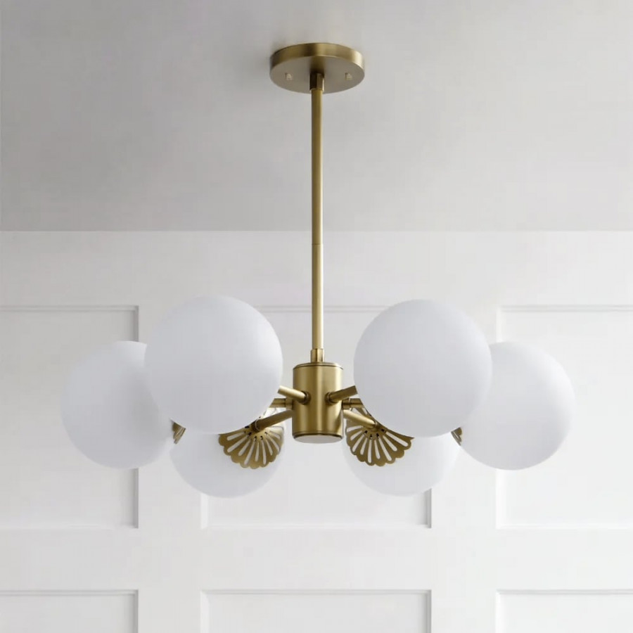 HMR - Worldgle Modern 6-Light Semi Flush Chandelier in Gold