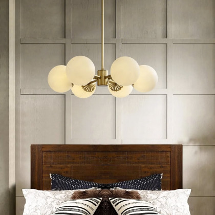 HMR - Worldgle Modern 6-Light Semi Flush Chandelier in Gold