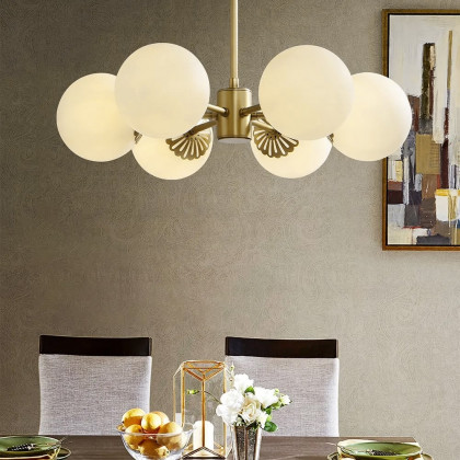 HMR - Worldgle Modern 6-Light Semi Flush Chandelier in Gold