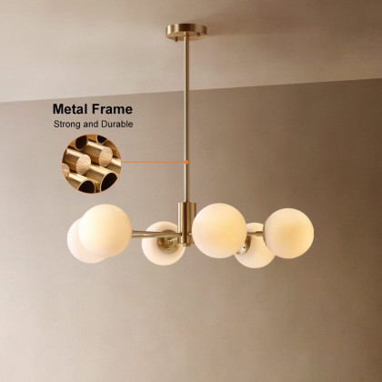 HMR - Worldgle Modern 6-Light Semi Flush Chandelier in Gold