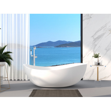 HMR - Dree Floor Mounted Faucet with Handheld Shower in Polished Chrome