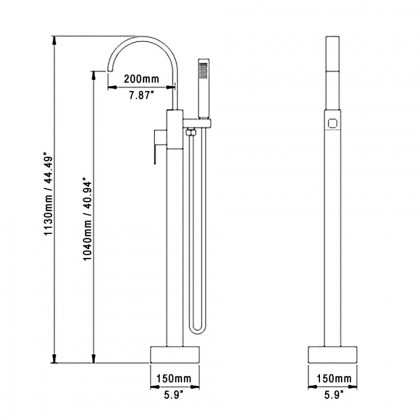 HMR - Dree Floor Mounted Faucet with Handheld Shower in Polished Chrome