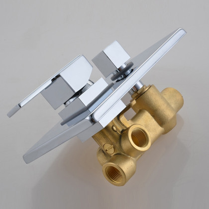 HMR - 8" Square Wall Mount Shower System with Hand Shower and Tub Spout in Brass