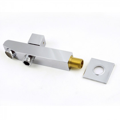 HMR - 8" Square Wall Mount Shower System with Hand Shower and Tub Spout in Brass