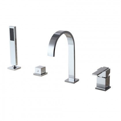 HMR - Dree Double Handle 4-Hole Faucet with Hand Shower in Solid Brass