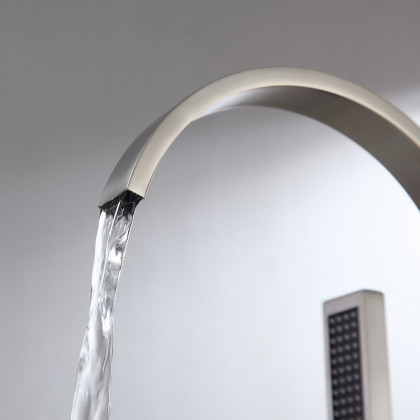 HMR - Dree Freestanding Tub Filler with Single Handle in Brushed Nickel, Brass
