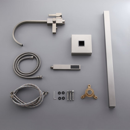 HMR - Dree Freestanding Tub Filler with Single Handle in Brushed Nickel, Brass