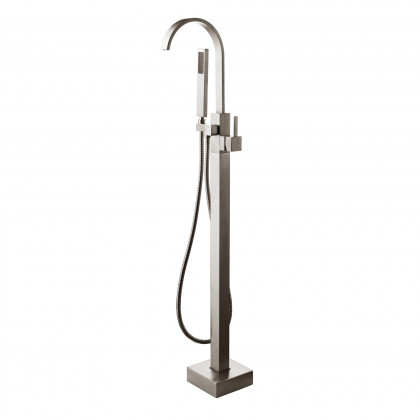 HMR - Dree Freestanding Tub Filler with Single Handle in Brushed Nickel, Brass