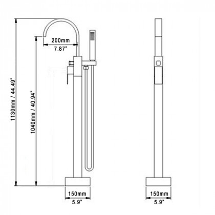 HMR - Dree Freestanding Tub Filler with Single Handle in Brushed Nickel, Brass