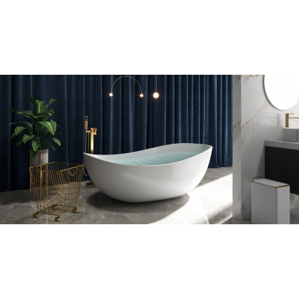 HMR - Dree Floor Mounted Faucet with Handheld Shower in Brushed Nickel, Brass