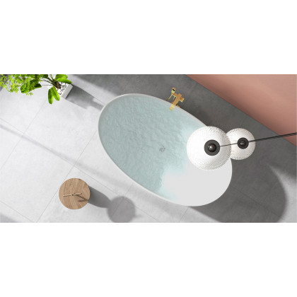 HMR - Dree Floor Mounted Faucet with Handheld Shower in Brushed Nickel, Brass