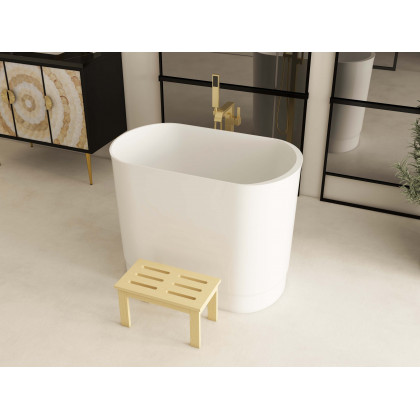 HMR - Dree Floor Mounted Faucet with Handheld Shower in Brushed Nickel, Brass