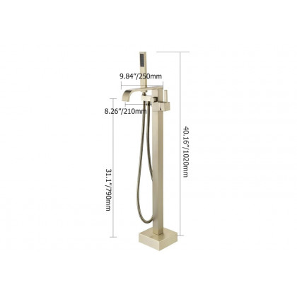 HMR - Dree Floor Mounted Faucet with Handheld Shower in Brushed Nickel, Brass
