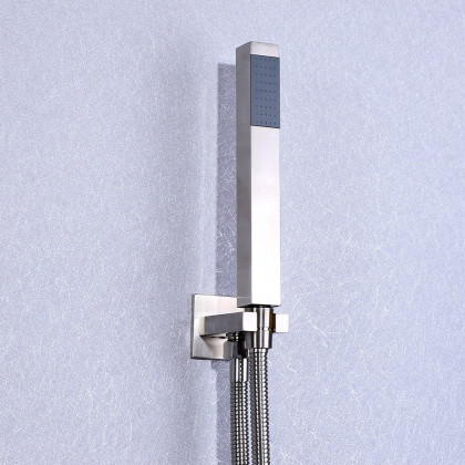 HMR - Wall Mount Square Showerhead and Hand Shower System in with LED