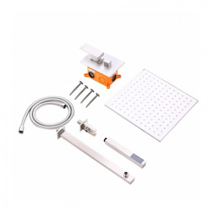 HMR - Wall Mount Square Showerhead and Hand Shower System in with LED