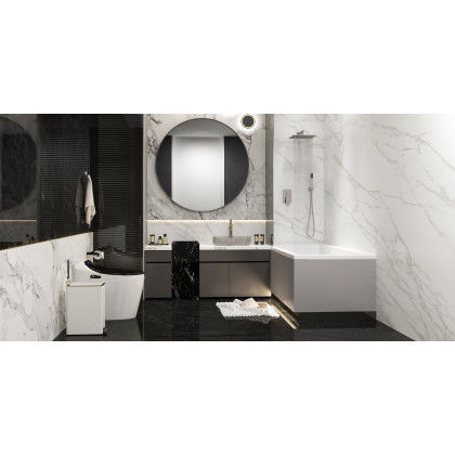 HMR - Wall Mount Square Showerhead and Hand Shower System in with LED