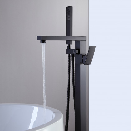 HMR - Dree Freestanding Bathtub Faucet and Handshower in Matte Black, Brass