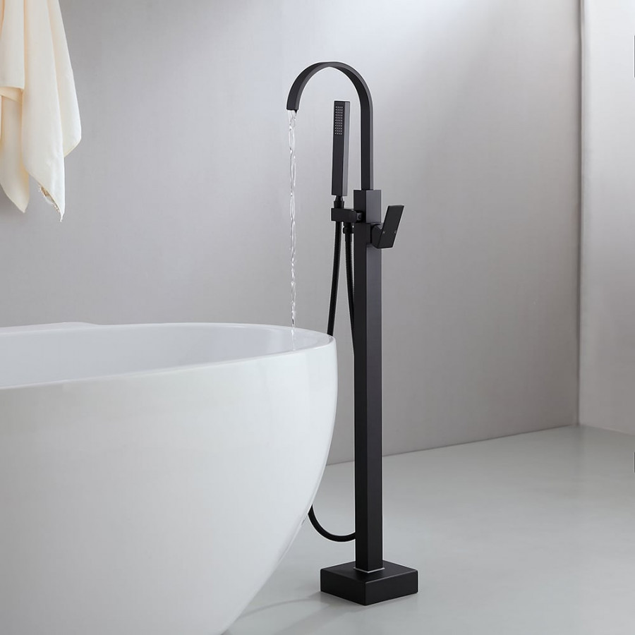 HMR - Dree Standing Faucet with High-Arc Spout in Matte Black