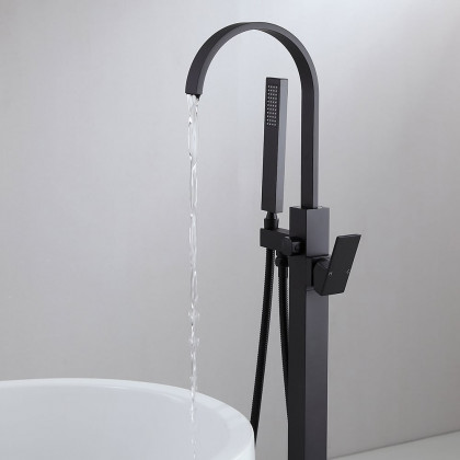 HMR - Dree Standing Faucet with High-Arc Spout in Matte Black